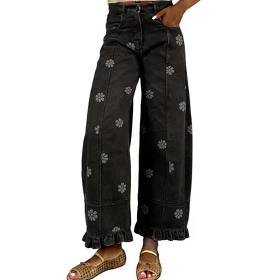 Floral Barrel Jeans